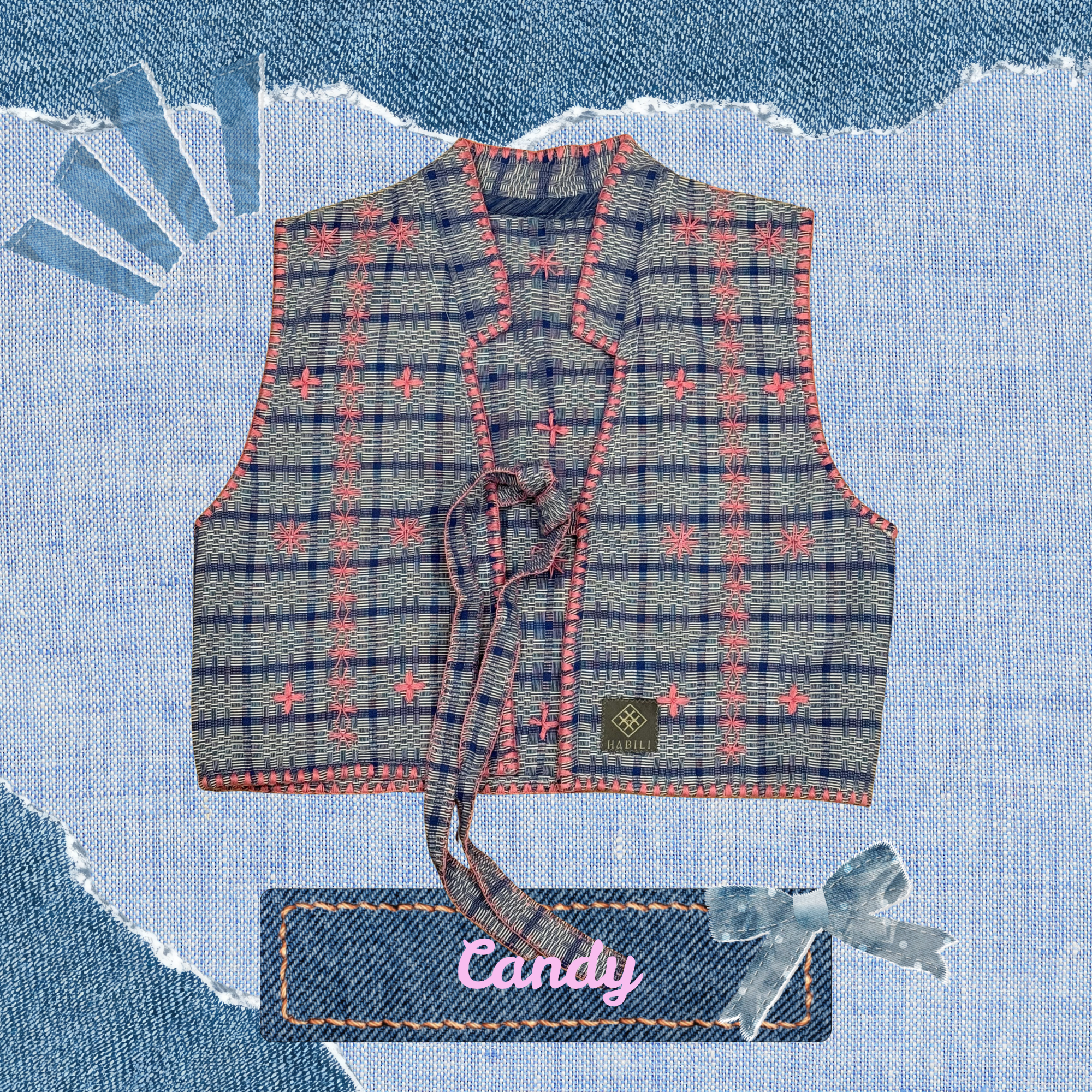 Hinabi Front Tie Vest - Candy