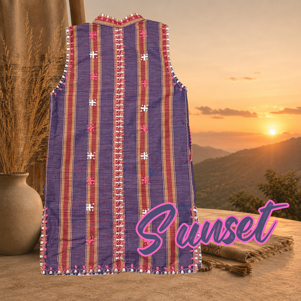 Hinabi Longline Vest - Sunset