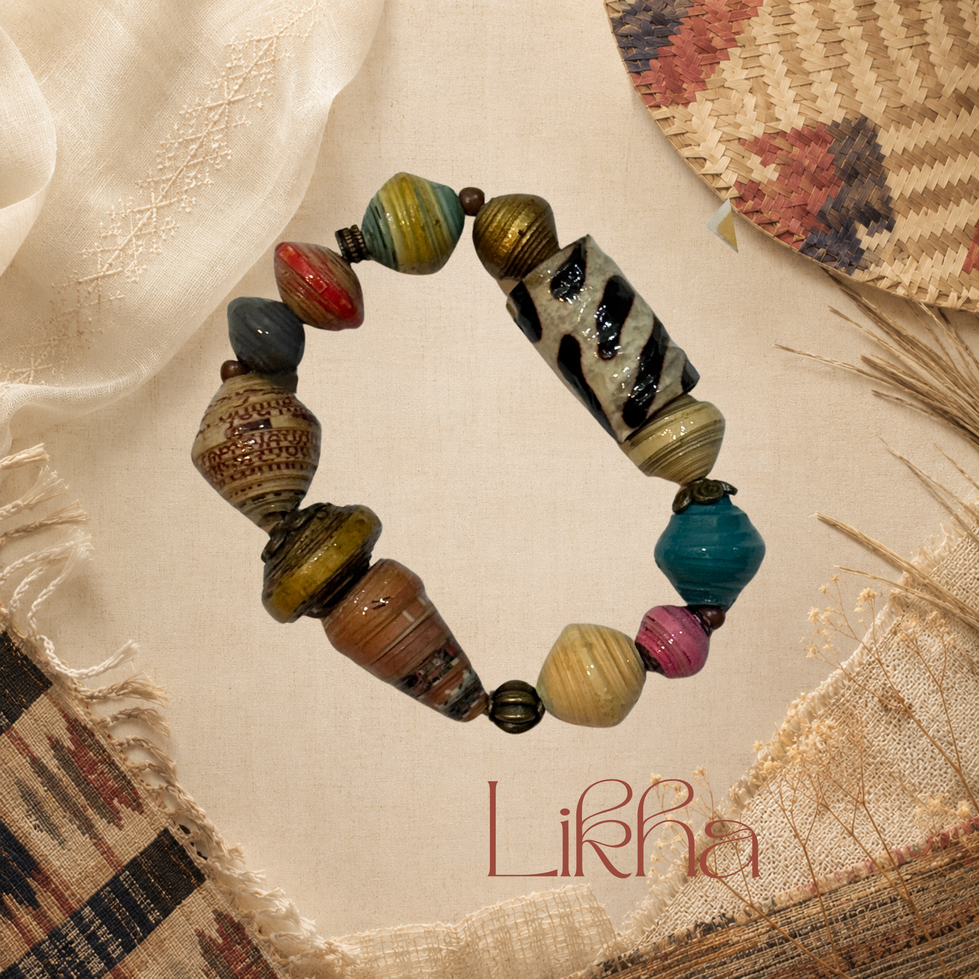 Chunky Paper Bead Bracelet - Likha