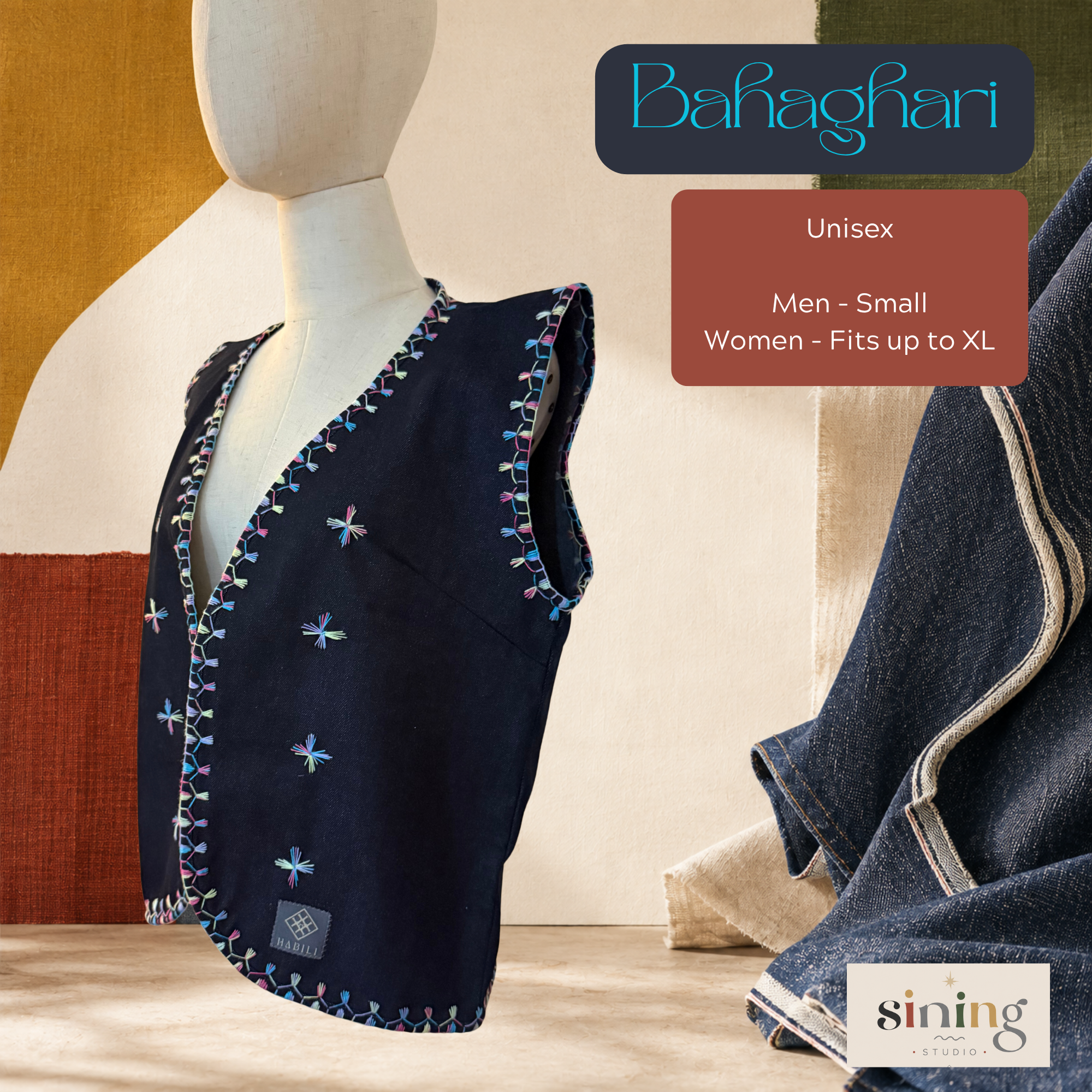 Raw Denim Open Vest - Bahaghari (S-L)