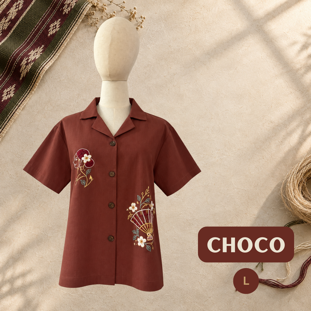 Women's Linen Polo - Choco (L)