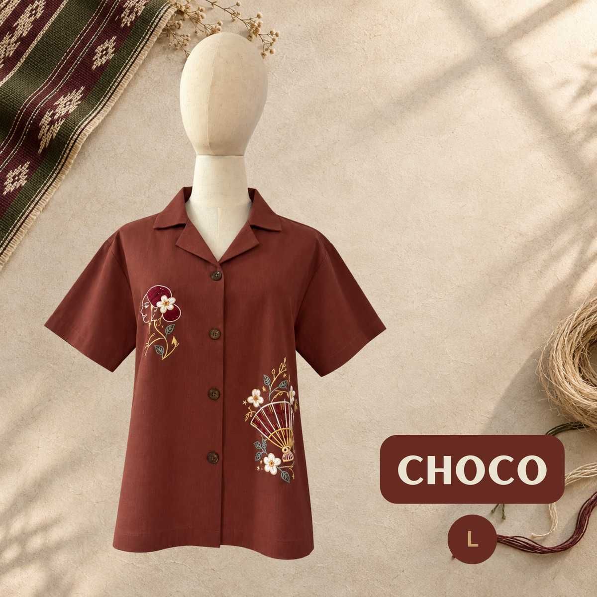 Women's Linen Polo - Choco (L)