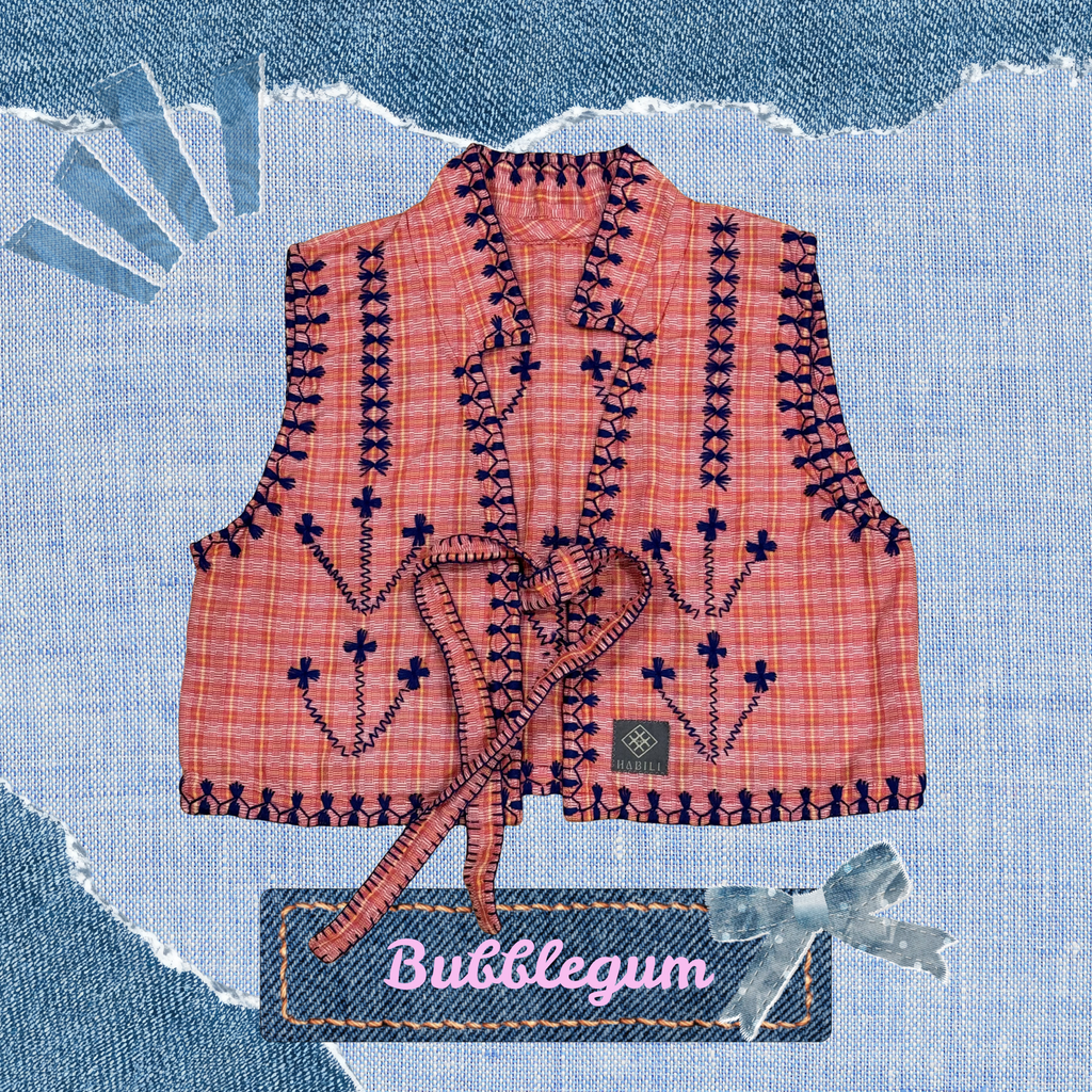 Hinabi Front Tie Vest - Bubblegum