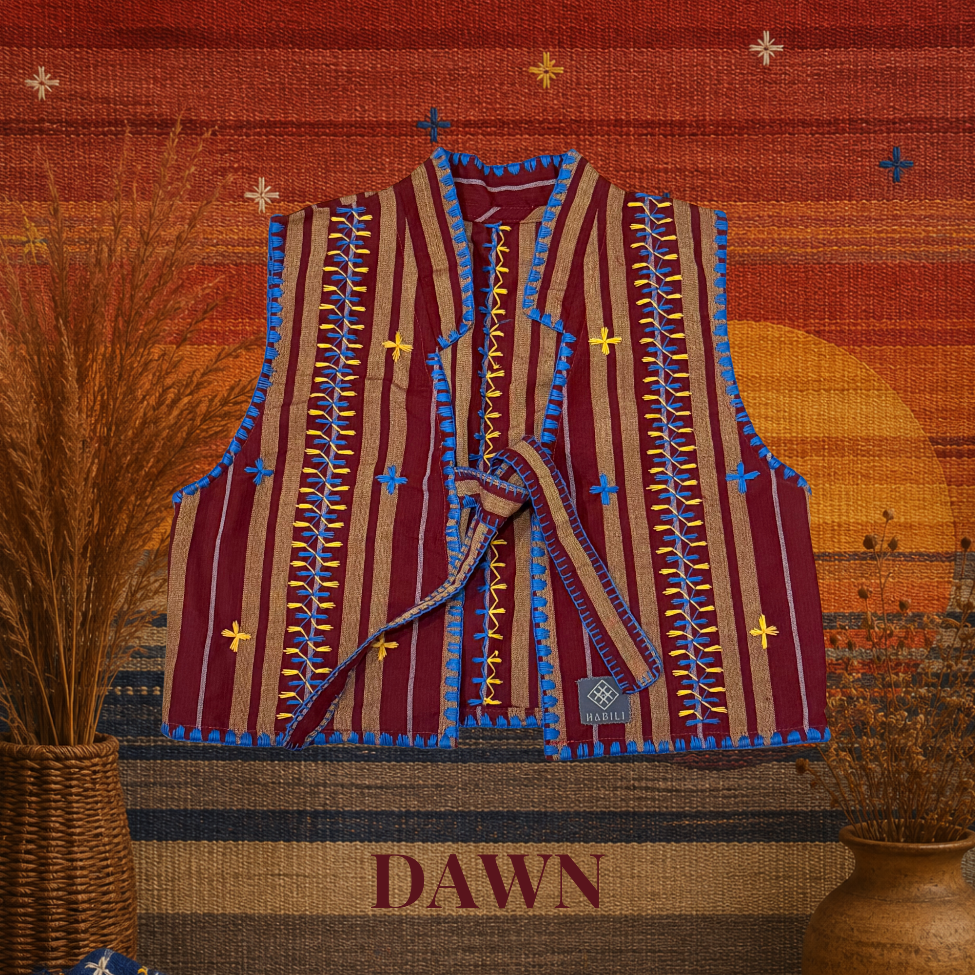 Hinabi Front Tie Vest - Dawn