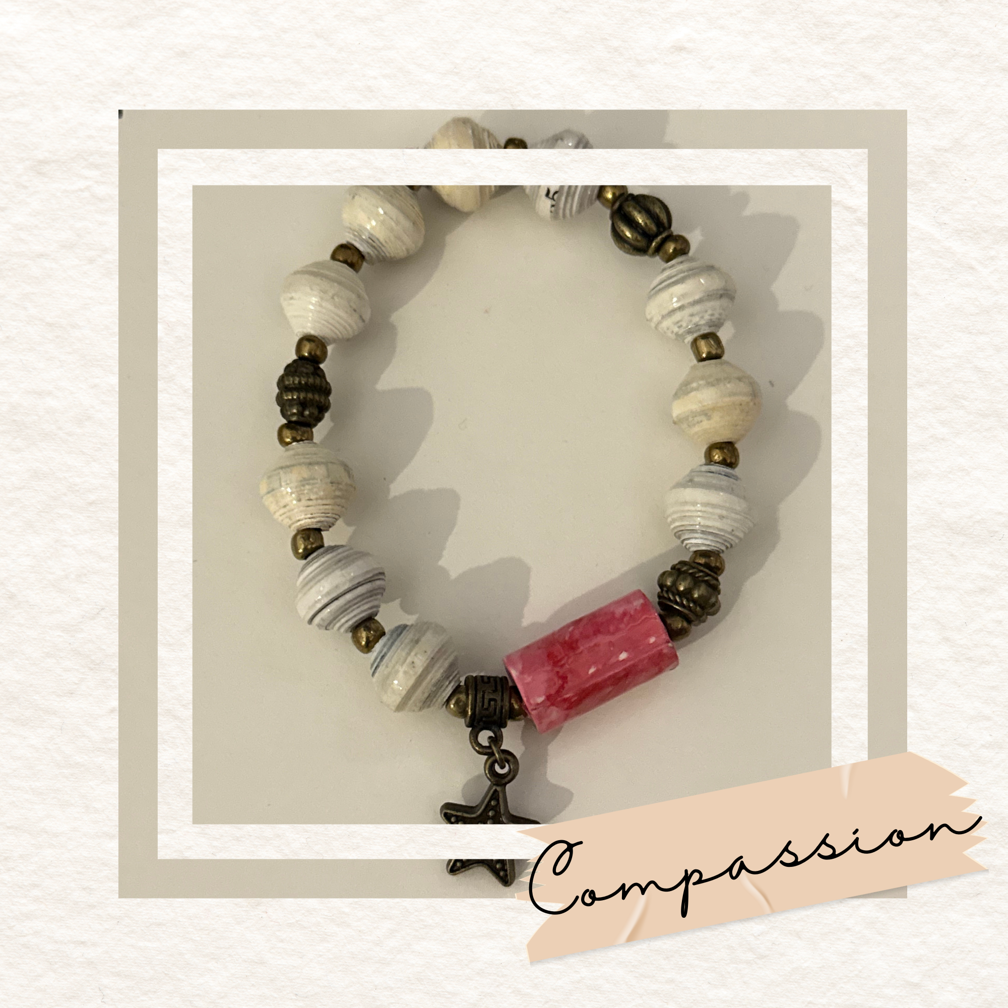 Recycled Paper Bead Bracelet - Compassion