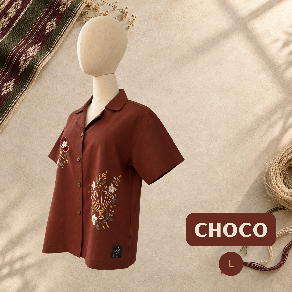 Women's Linen Polo - Choco (L)