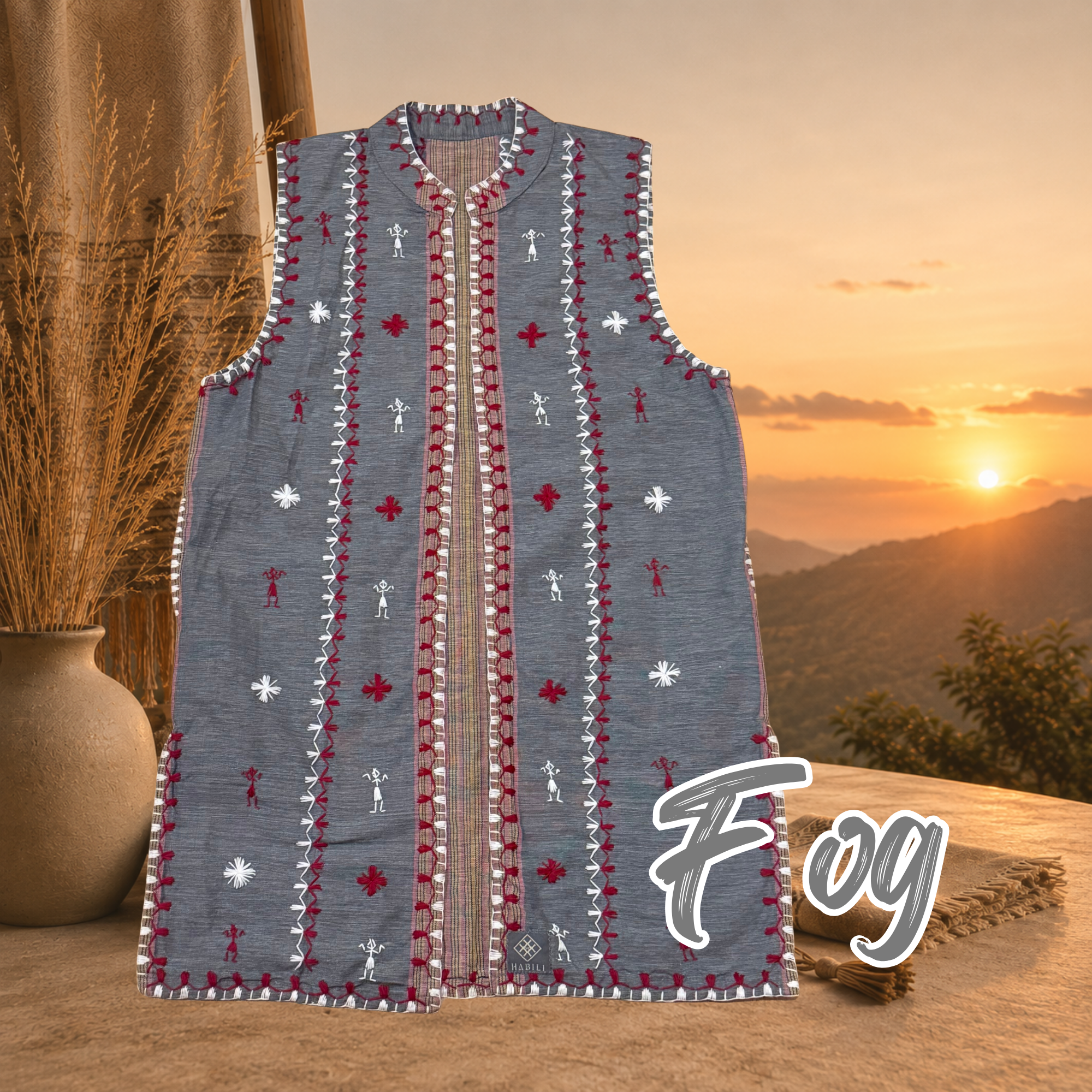 Hinabi Longline Vest - Fog