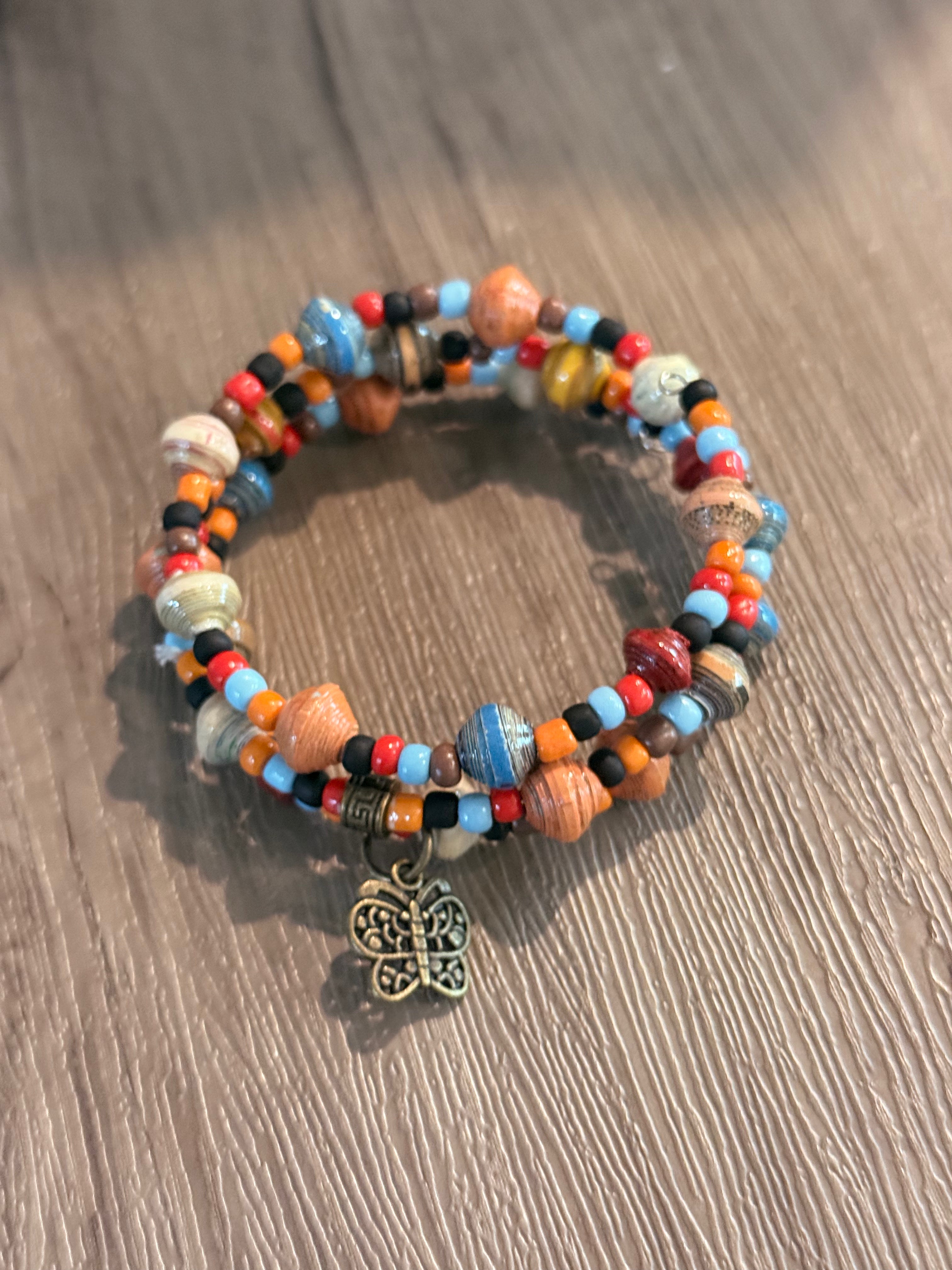 Recycled Paper Wrap Bracelet - Sunset