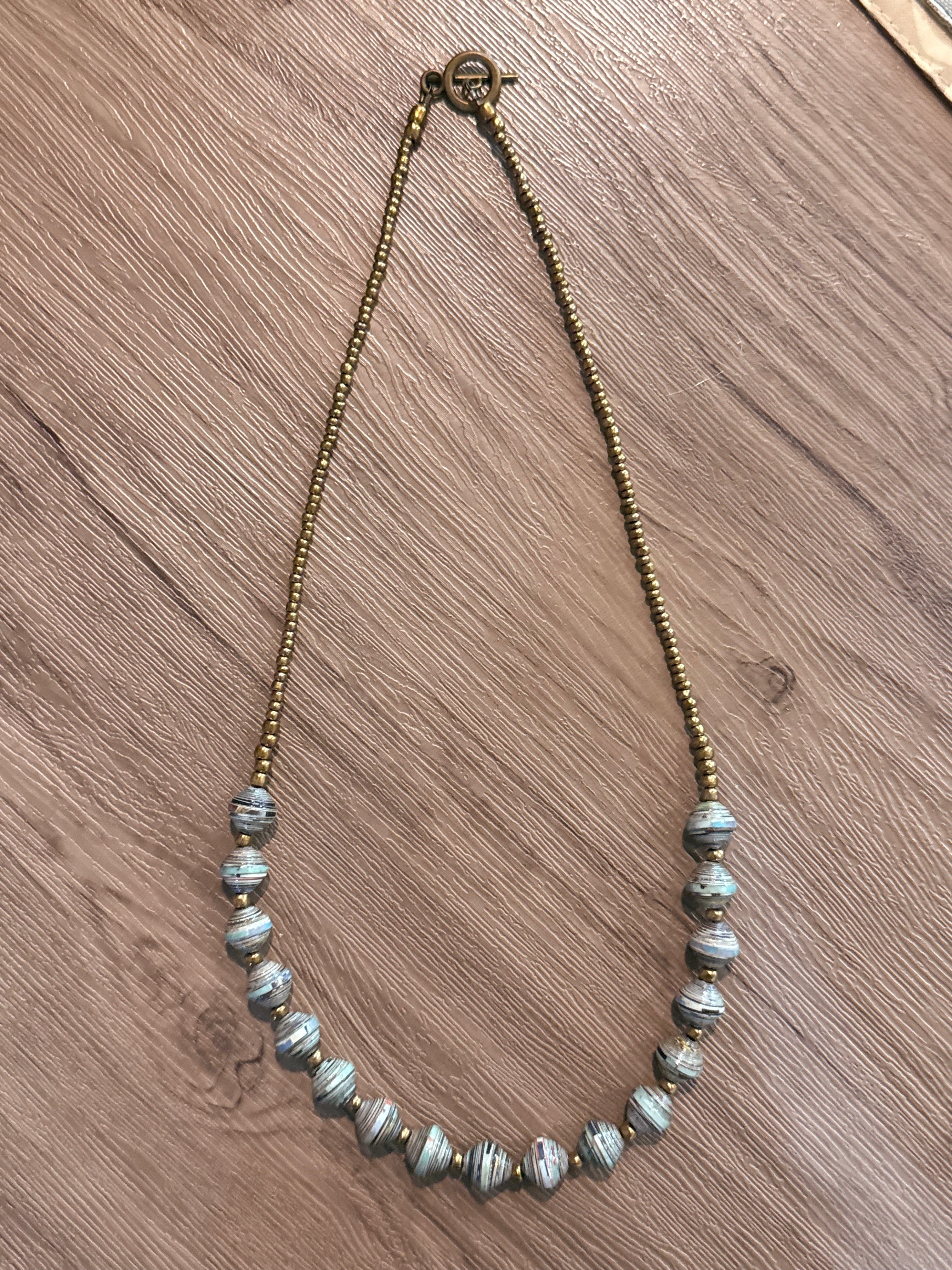 Recycled Paper Necklace - River Stone
